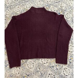 BP Cropped Long Sleeve Mock Turtleneck Sweater Maroon Size XS